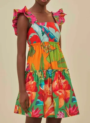 Foliage Mix Cotton Mini Dress, Size XS thumbnail 1