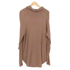 Free‎ People We The Free Wildcat Thermal Top Womens Brown Waffle Knit Cowl Neck thumbnail 5