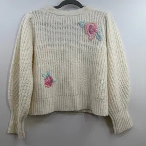 LoveShackFancy Ridge Sweater S Floral Embroidered Wool Blend Cottagecore thumbnail 7