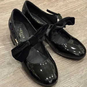 Cecelia Smile Black Patent Leather Velvet Bow Mary Jane Heels 6 Ballet Coquette thumbnail 2