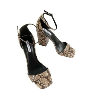 Chelsea & Violet Tara Snake Print Block Heel Sandal 6 NWT thumbnail 4