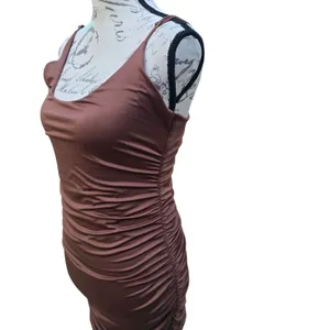 Oh Polly 37Y Chocolate Brown Ruched Bodycon Mini Dress Adjustable Straps US‎ 8 thumbnail 3