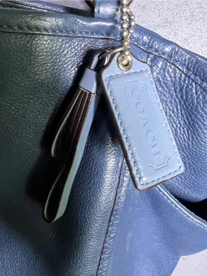 Coach Park Leather Carrie Blue Pebbled Leather Shoulder Tote. thumbnail 6