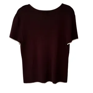 FINITY Women's Brown Knit V-Neck Short Sleeve‎ Top Size L Contrasting Trim thumbnail 7
