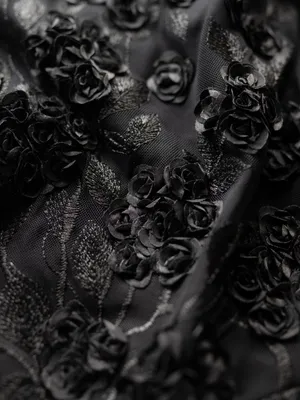 AQUA Formal - Black 3D‎ Floral Appliqué Sheer Sleeve Midi Dress thumbnail 12