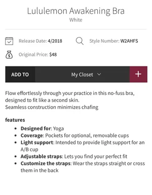 Lululemon Awakening Bra White 4 thumbnail 10