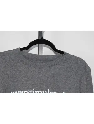Overstimulated Gray Graphic Long Sleeve Tee Casual Statement Top Size XL thumbnail 3