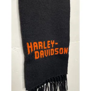 Vintage Harley- Davidson Acrylic Scarf Black Orange made in USA thumbnail 2