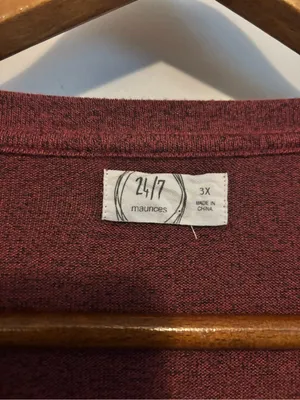 Maurices White Maroon Gray Colorblock Long Sleeve Cozy Tee Shirt thumbnail 9