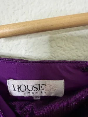 House Of CB Shahja Purple Metallic‎ Draped Mini Skirt Womens Size XS thumbnail 5