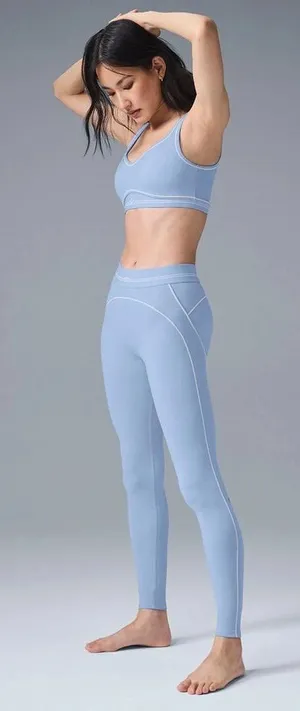 Alo Yoga Seashell Blue Heart throb Airbrush Leggings Medium thumbnail 1