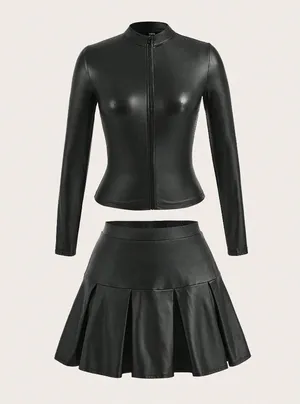 Long Sleeve Top & Mini Skirt Set thumbnail 4
