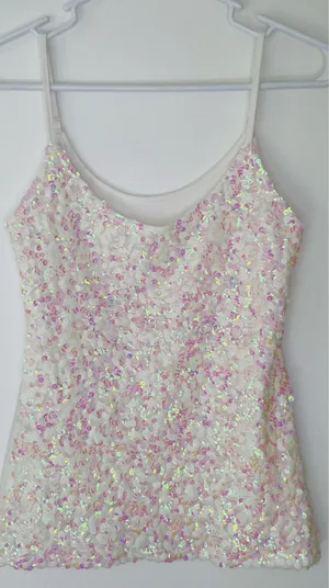 White Pearlescent Sequin Tank Top thumbnail 14