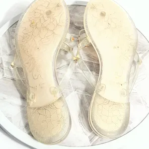 Clear Jelly Thong Sandals Gold Studs Glitter Strap Women’s Size 9 thumbnail 3