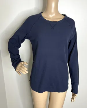 LL Bean Blue Ribbed Long Sleeve Top Size M thumbnail 1