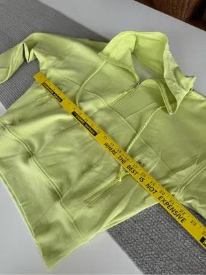 Old Navy Neon Highlighter Yellow Funnel Neck Half Zip Sweatshirt Sz Medium thumbnail 7