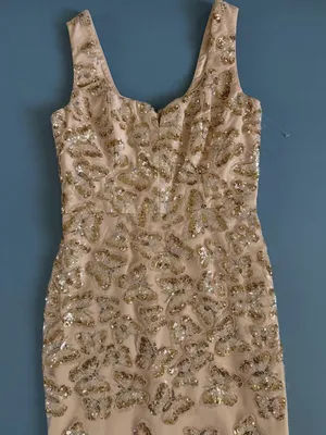 NWT Dress The Population Goldie Sequin Butterfly Champagne Multi Column Gown‎ thumbnail 6