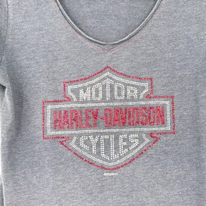 Harley Davidson Motorcycles Womens‎ Y2K Bravado Rhinestone Short Sleeve Tee M thumbnail 2