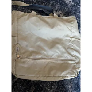 Valentino Viscani Nylon Tote Bag Travel Career Beige Zip Close Double Handle thumbnail 10