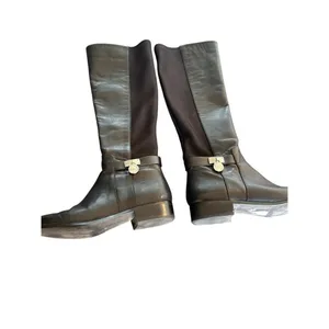 Michael Kors Hamilton Riding Boots Black /Silver Logo Size 6.5 M thumbnail 2
