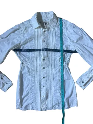 Free People White Pintuck Vintage Inspired Boho Cottagecore Ruffle Size 10 thumbnail 4