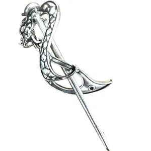 Celtic Dragon Silver-Tone Hair Pin thumbnail 4