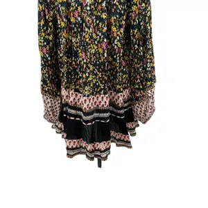 Free People Gardenia Tunic Top Floral Print Long Sleeve Black‎ Combo Size Large thumbnail 11