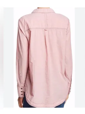 Free People Last Chance Cotton Button Down Pink Medium thumbnail 3