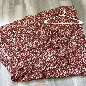 Anthropologie Maxi Dress floral backless tiered tank womens Red medium vacation thumbnail 5