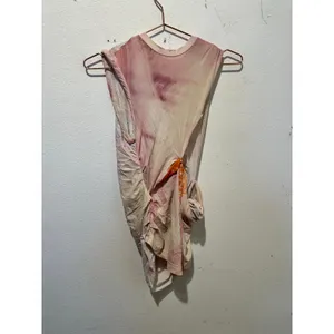 JONATHAN SIMKHAI Pink White Marble Draped Asymmetrical Top size Large thumbnail 2