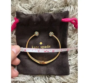 Kate Spade New York Hinge Cuff Bangle Bracelet Gold Grey Gems thumbnail 4