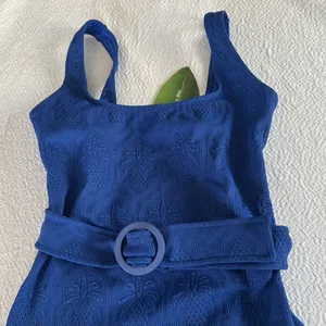 FARM Rio Women's Blue Matelasse Pineapple Belted One-Piece Swimsuit,Medium, $240 thumbnail 9