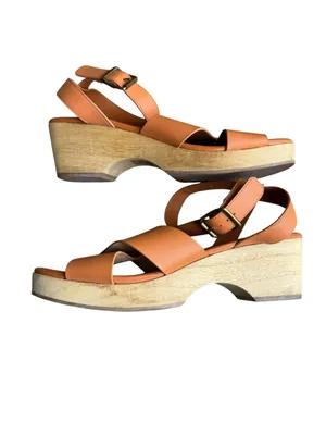 Everlane - The Clog Sandal Cognac Leather Platform Shoes Sz 10 thumbnail 7