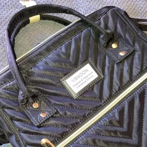 Vsnoon Quilted‎ Black Diaper Travel Backpack with USB Port & Laptop Sleeve thumbnail 16