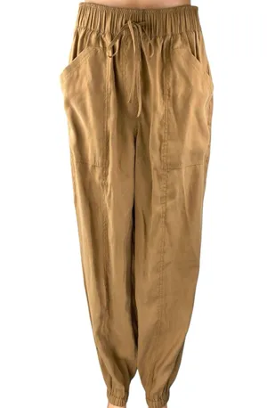 Abercrombie & Fitch Brown Tan Baggy Tapered Barrel Carrot Trousers Pants Size S thumbnail 1