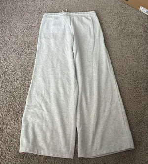 gray wide leg sweatpants with drawstring and pockets thumbnail 2