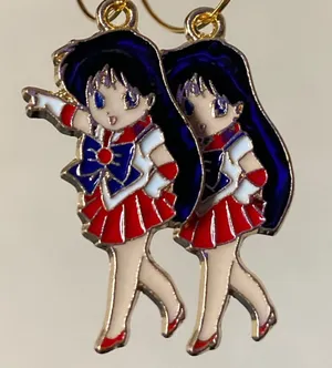 Handmade Sailor Moon Mars Kawaii Hoop Earrings thumbnail 1