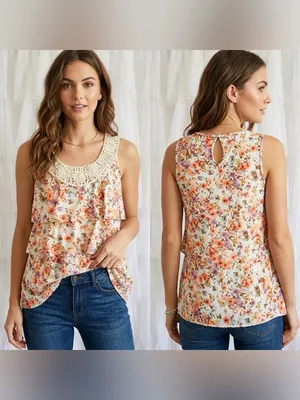 Maurices Women’s Sleeveless Tank Floral Pattern Blouse Size Medium thumbnail 2