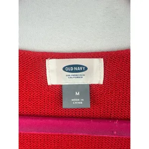 Old Navy Red V-Neck Long Sleeve Sweater Medium Womens Knit Pullover thumbnail 3