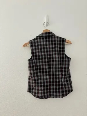 Vintage Burberry check sleeveless button up shirt thumbnail 2