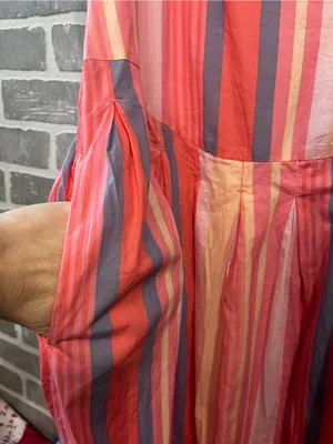 Free People Primavera Stripe Midi‎ Dress Women’s size Medium Cottagecore Boho thumbnail 4