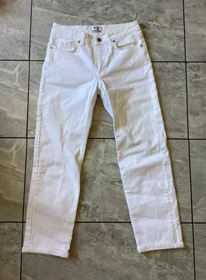 Acne Studios Row White Straight Leg High Rise Jeans Size 24/32 Made in Italy thumbnail 1