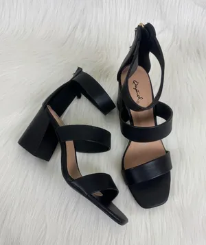 Women's Qupid Dorcas Faux Leather Multi Strap Block Heel Sandals Black Size 8 thumbnail 4