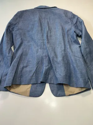 LOFT Linen Cotton Blend Light Blue Tailored Linen-Blend Blazer Size 10 thumbnail 8