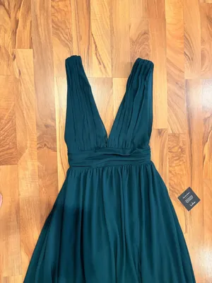 Lulu's Forest Green V-Neck Maxi Dress with High Slit thumbnail 7