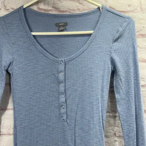 Aerie Ribbed Long Sleeve Bodysuit in Light Blue Size XS thumbnail 4