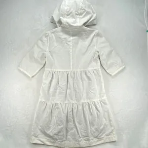Tulle Hooded Trench Coat Floral Lined‎ Lightweight Jacket White XS thumbnail 8
