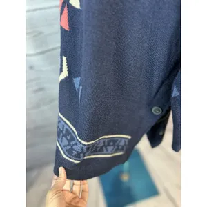 J. Jill oversized poncho style Aztec navy blue turtleneck sweater MP lovely!! thumbnail 4