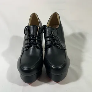 Platform Lace Up 4” Heels Women‎ Black W/Red Soles Eu 37 6.5-7 New thumbnail 2