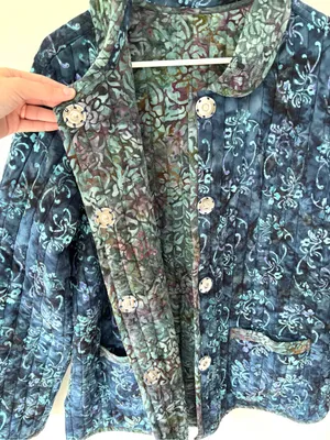 Blue Floral Quilted Reversible Button Front Jacket Vintage Inspired Grandmacore thumbnail 6